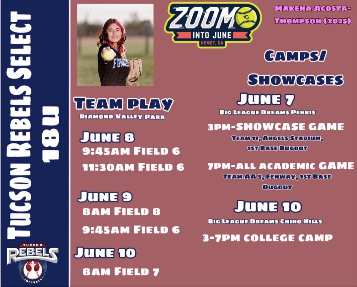 So excited for Zoom into June! here is my schedule!! #softball #leftyhitter <a href="/DirectRecruits/">Direct Recruits</a> <a href="/IHartFastpitch/">I❤️Fastpitch</a> <a href="/SBRRetweets/">Softball Recruiting Reposts</a> <a href="/Softball_Home/">Softball Home🥎</a>