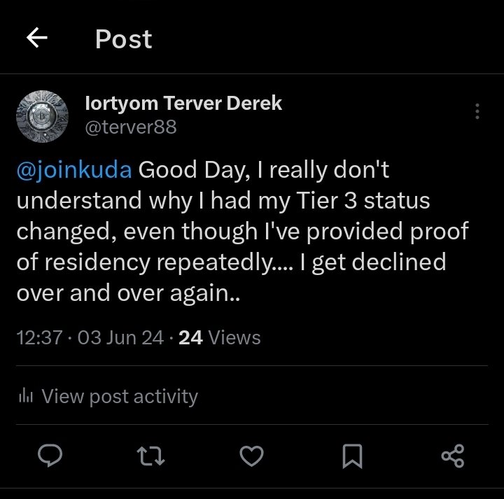 terver88's tweet photo. @kudahelp_ng Hello Kuda, how can I get my account reactivated...

My address needs to be verified, please.. https://t.co/9bbTjvmVGn