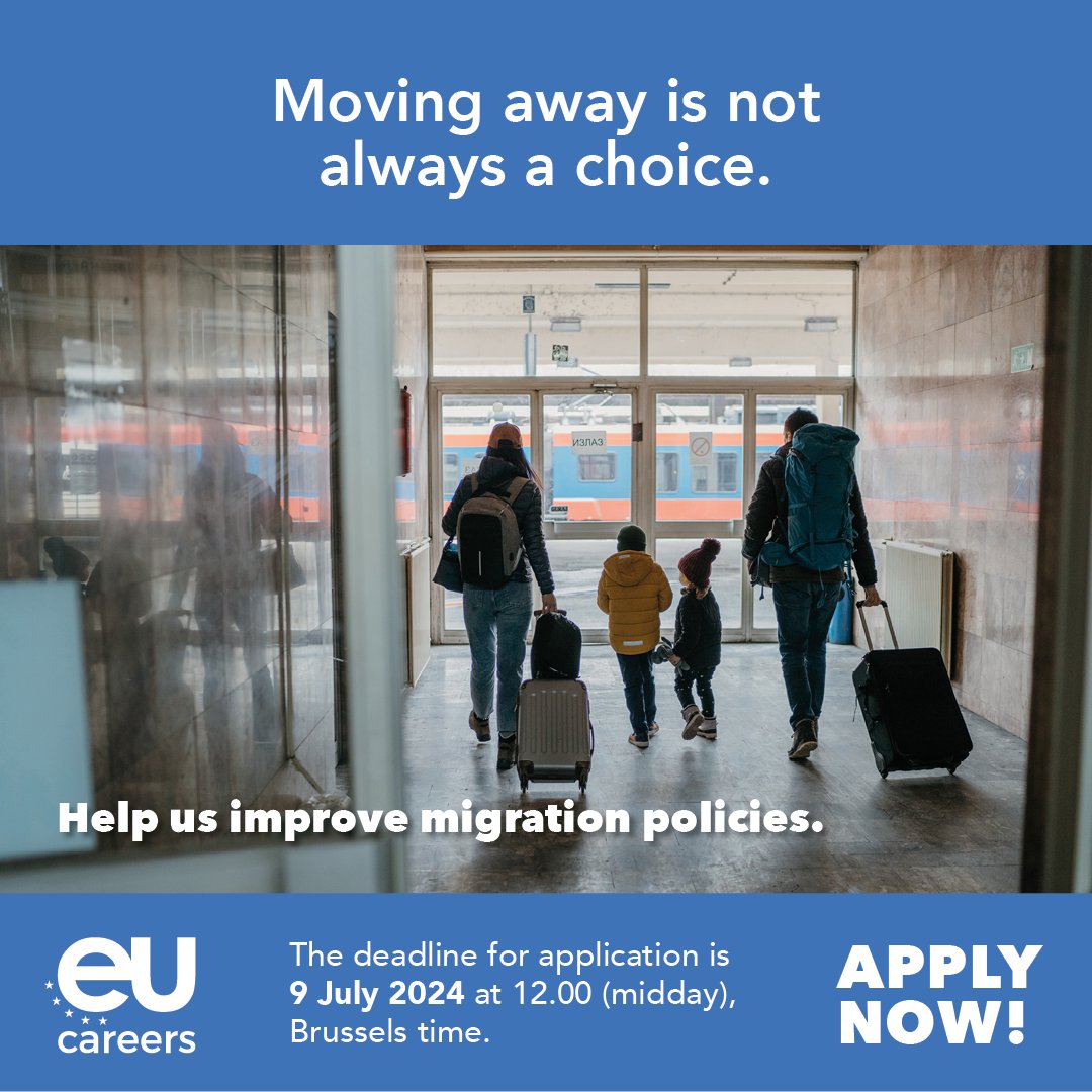 Do you have experience in the field of migration and want to contribute to shaping this EU policy? 
Check our competition now! 
👉 bit.ly/4dWNKdS

⏰ 9 July 2024

#EUCareers #ShapingEuropeTogether #MyEUCareer