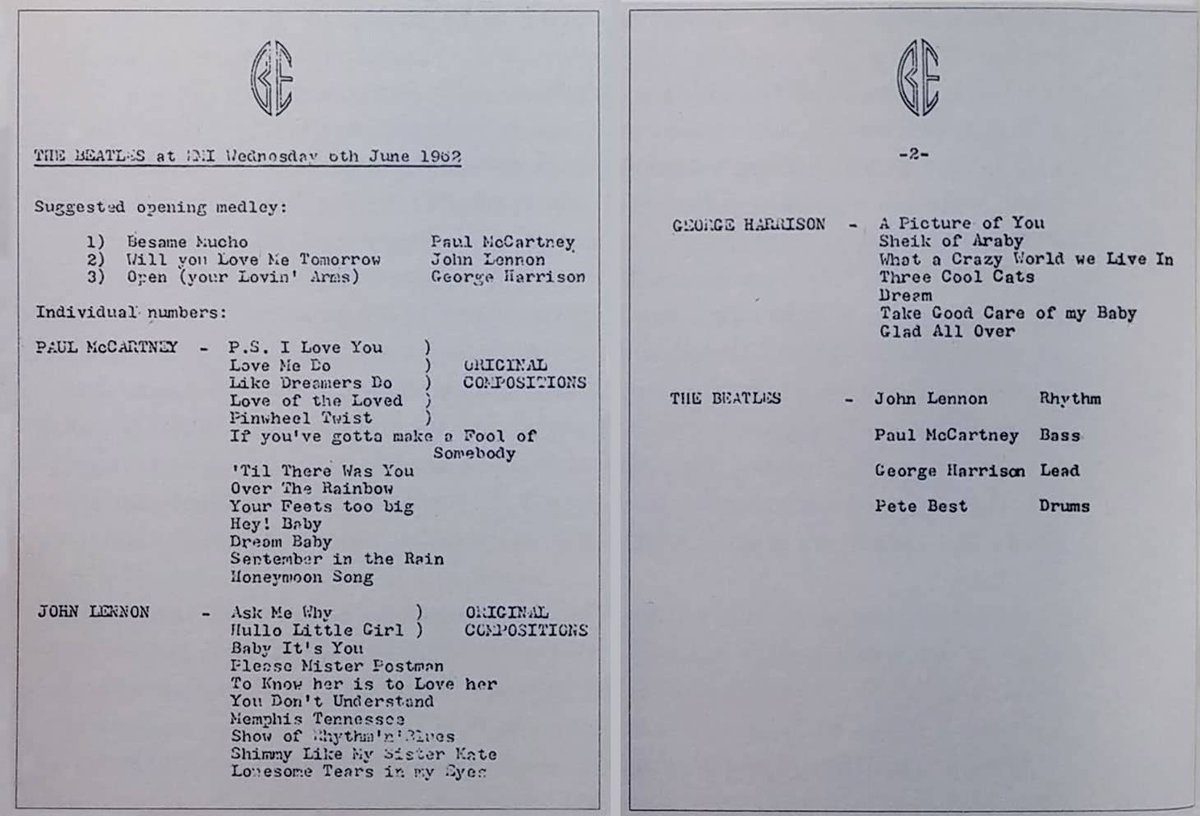 On 6 June 1962 the Beatles recorded at EMI Studios at 3 Abbey Road, London, for the first time.

They taped four songs: Besame Mucho, Love Me Do, PS I Love You, and Ask Me Why. Only the first two survive today.

Read all about this historic session here:

beatlesbible.com/1962/06/06/the…