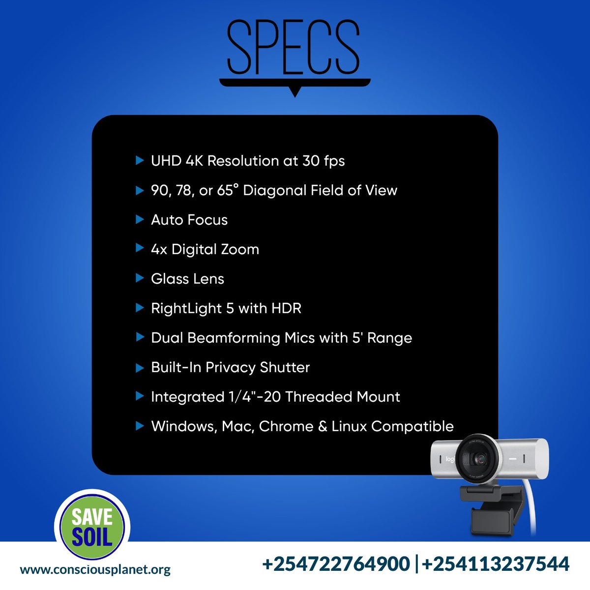 CamerasAfrica's tweet image. Shine on video calls!  The Logitech MX Brio delivers stunning 4K resolution, even in low light. Looks sharp, present with confidence, &amp;amp; show off more of your world with a wider field of view. #LogitechBrio #WorkFromAnywhere #CamerasAfrica