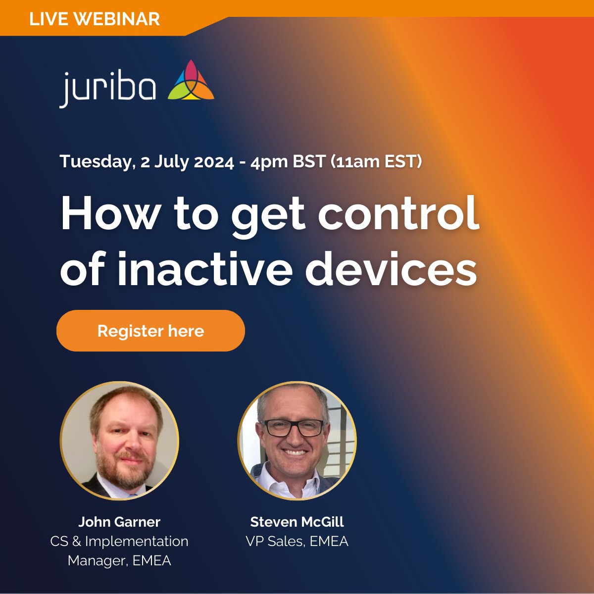 See the impact of inactive devices and tackle the issues of complexity and cost with our live webinar on Tuesday 2nd of July.

hubs.ly/Q02zD4wZ0