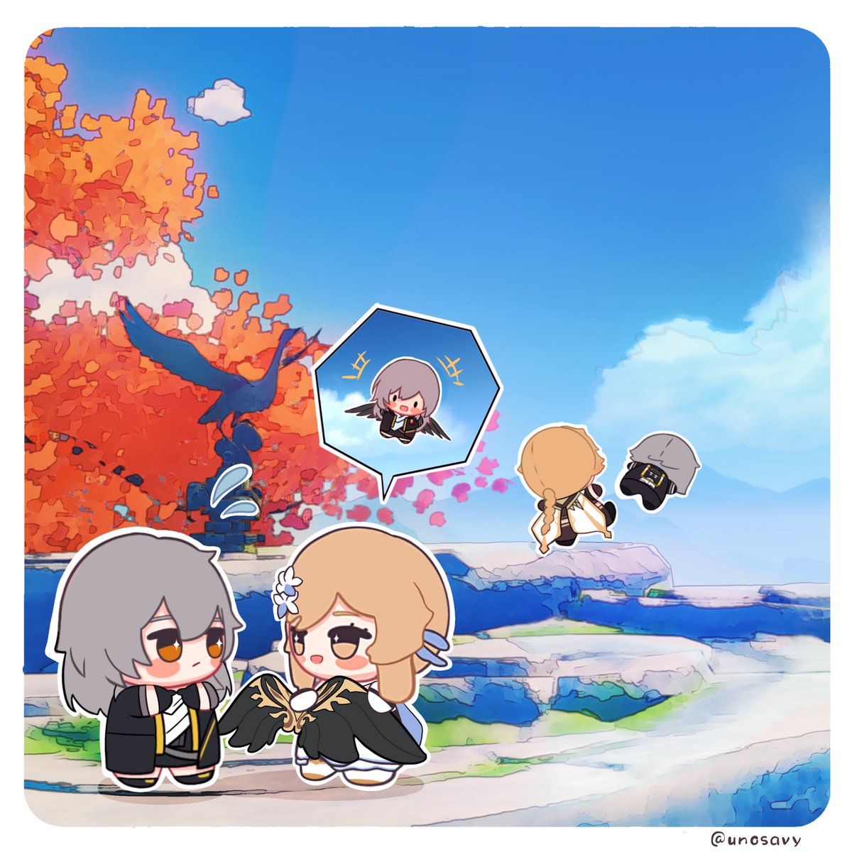 unosavy's tweet photo. Time to learn how to fly 

#HonkaiStaRrail #genshinimpact https://t.co/2792VYvd8O