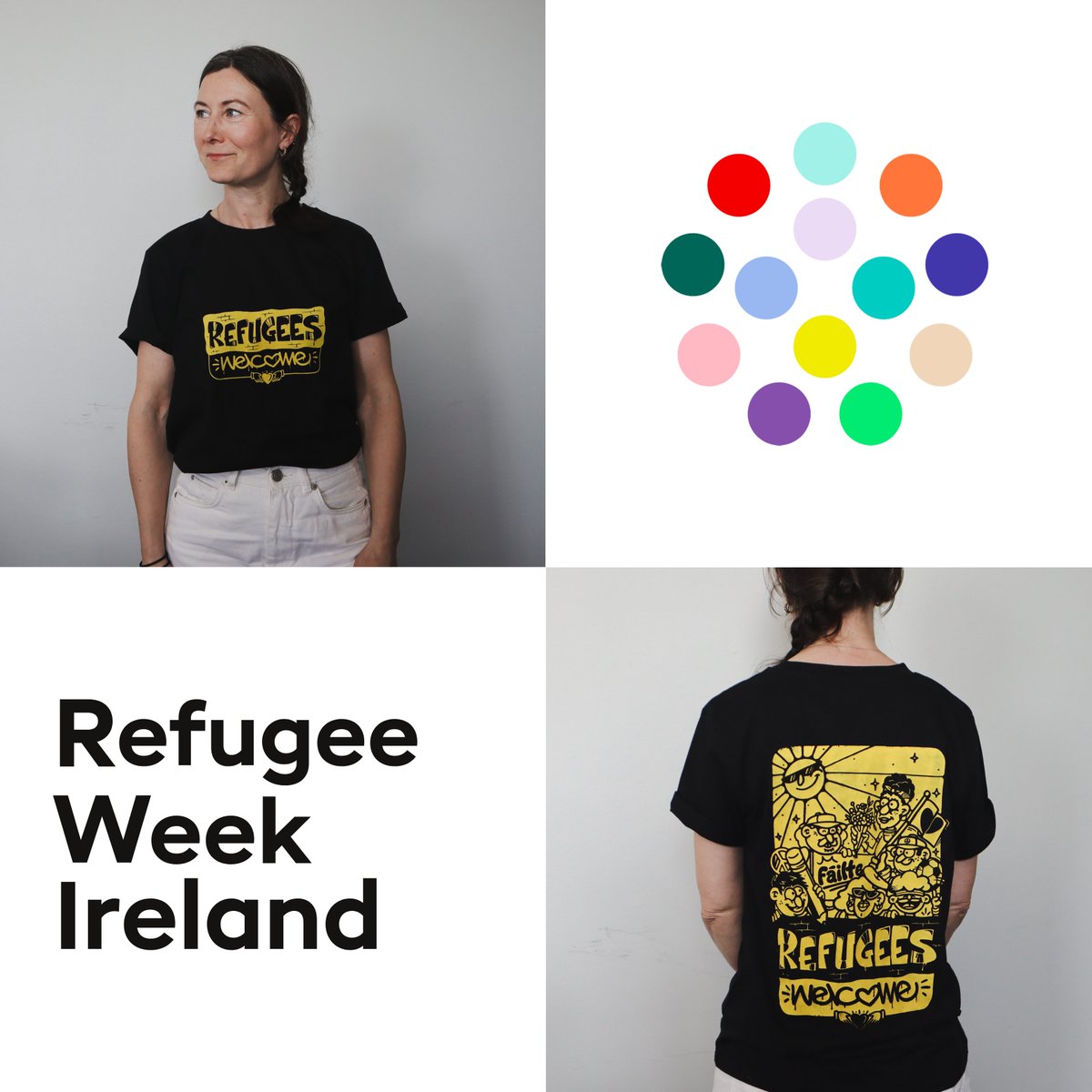 The 2024 Refugee Week Ireland t-shirt is now live!

Proudly designed by Irish Artist Niall O’Lochlainn and hand printed in Dublin by social enterprise <a href="/WeMakeGoodIre/">We Make Good</a>.

Get involved in the celebrations, wear the t-shirt!

refugeeweek.ie