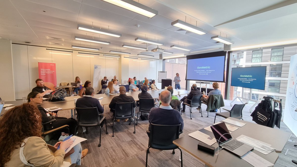 GovMetric's tweet photo. How do we make sure AI and tech is actually helping us to improve customer service for #localgov? Our Founder,  @nicstreatfeild opening the discussion in London about the importance of doing the groundwork and listening to the needs of customers before tackling transformation. https://t.co/LWr6z9gQCJ