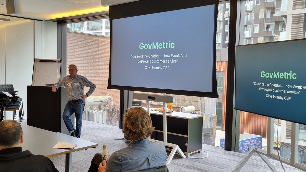 GovMetric's tweet photo. How do we make sure AI and tech is actually helping us to improve customer service for #localgov? Our Founder,  @nicstreatfeild opening the discussion in London about the importance of doing the groundwork and listening to the needs of customers before tackling transformation. https://t.co/LWr6z9gQCJ