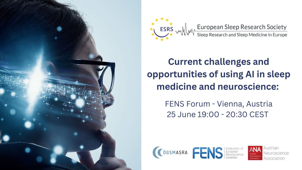 📢 <a href="/EU_Brain/">European Brain Council</a> is hosting a mini conference at #FENS2024 on 25 June. Register by 7 June &amp; gain access for the day. 🔗braincouncil.eu/event/2024-fen…
On 25 June, join ESRS, ASRA &amp; <a href="/AustrianNeuros1/">Austrian Neuroscience Association (ANA)</a> for a networking event on AI in sleep medicine and neuroscience. 🔗esrs.eu/event/esrs-net…