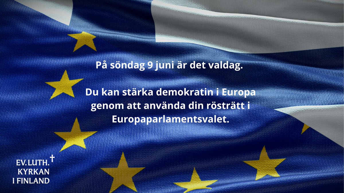 Ett övergripande tema för kyrkans mål för #EU-valet är vikten av att stå på medmänniskans sida. Bland de uttalade målen finns #klimathållbar livsstil och respekt för #människovärdet i invandrings- och migrationsfrågor. Läs mer om kyrkans mål för EU-valet evl.fi/sv/tiedote/kyr…
