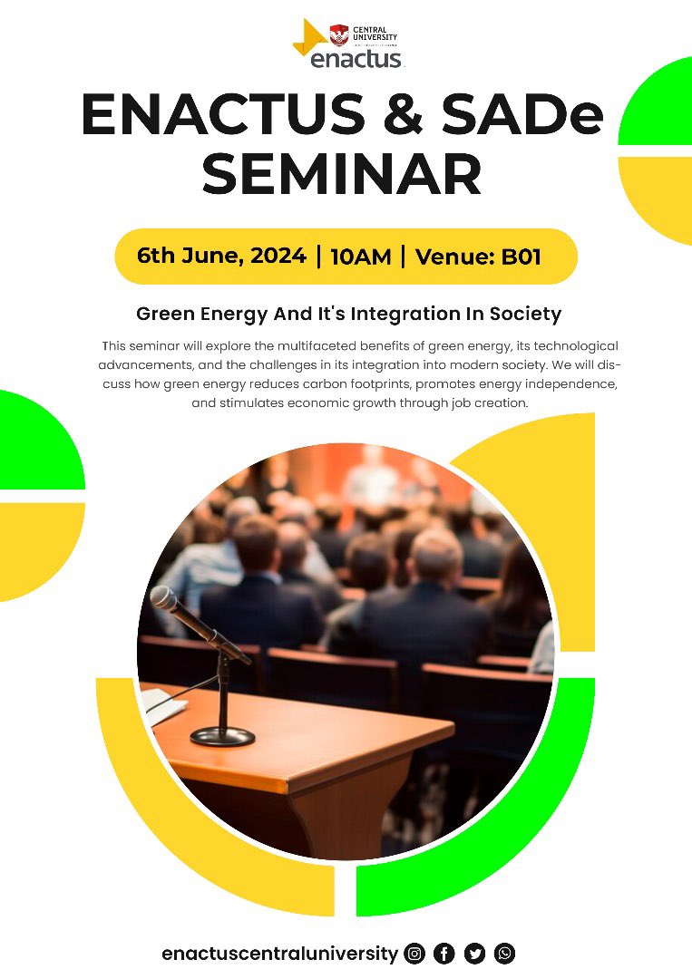 Green Energy and Its Integration in Society!
Join us at the Senate Room,Today.