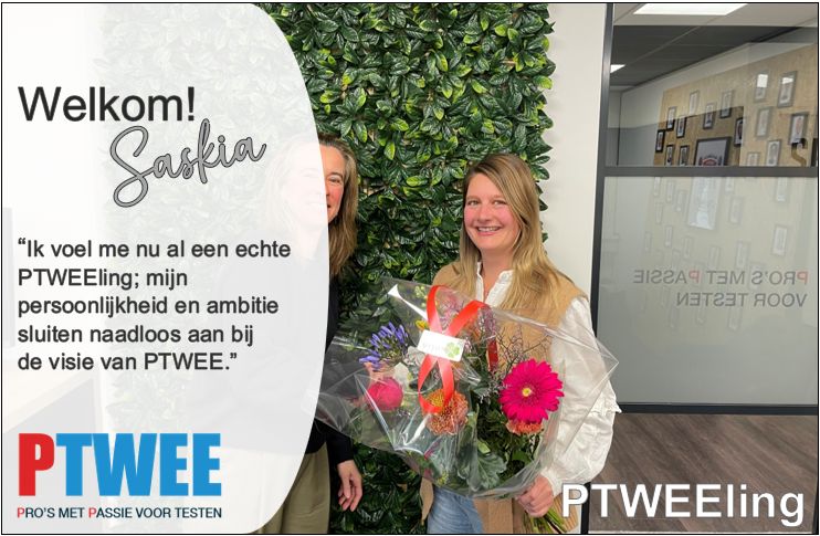 Welkom nieuwe PTWEEling Saskia de Bree!

Veel plezier en succes bij je aankomende testcoördinatie opdracht.

werkenbij.ptwee.nl

#nieuwecollega #vacature #softwaretester