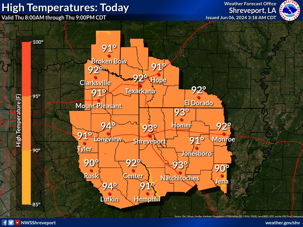 Who's happy to finally see the sun for a full day?! Unfortunately, that means the heat and humidity is back in force with high temperatures in the lower to mid 90s today! Take it easy if spending time outdoors, especially this afternoon.