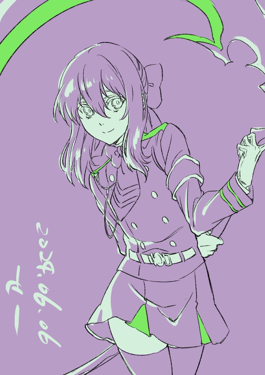 「息抜きシノアさん。終わりのセラフ見終わり記念。差し色の黄緑が好き 」|せーのイラスト