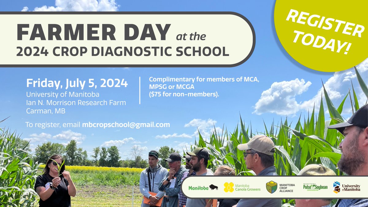 In partnership with Manitoba Agriculture and the University of Manitoba, <a href="/mb_cropalliance/">Manitoba Crop Alliance</a>, <a href="/MBPulseGrowers/">MPSG</a> and <a href="/CanolaGrowers/">Canola Growers</a> are pleased to offer our farmer members complimentary registration to this great event. 

Learn more: ow.ly/OSIC50S1eQ0 

#cdnag #westcdnag #MbAg