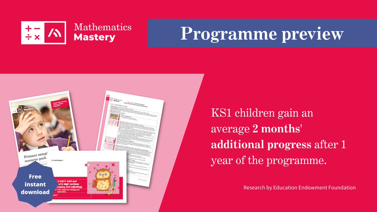 Looking to improve #maths in your primary school? Take a look inside our subject excellence programme for Reception, KS1 &amp; KS2 with a programme preview!

Instant access to sample lessons, activities, assessments and CPD: ow.ly/czwo50RL1fQ

#mathsCPD #mathspedagogy #primary