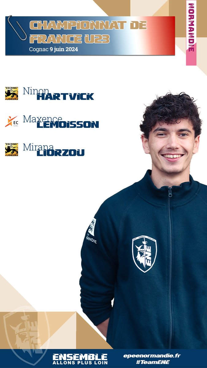 Direction Cognac pour nos U23 ! 🇫🇷🤺

🎯Les sélectionnés : epeenormandie.fr/direction-les-…

⚪️🔵 #TeamENE