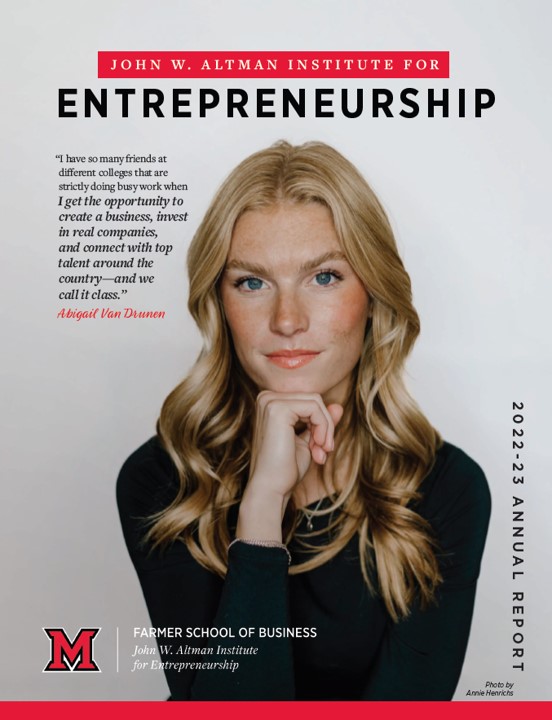 We invite you to review the John W. Altman Institute for Entrepreneurship's 2023 Annual Report, which includes facts about the Altman Institute and the Department of Entrepreneurship issuu.com/miamiohentrepr….
#LoveandHonor <a href="/StartupCincy/">StartupCincy</a> @MiamiUniversity <a href="/FarmerSchoolMU/">Miami University Farmer School of Business</a> <a href="/MiamiAlum/">MUAA</a>