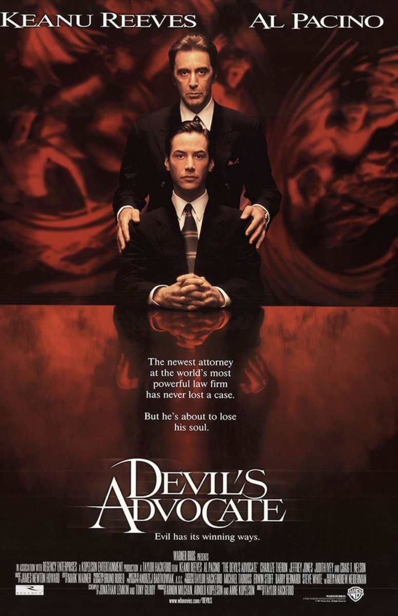 lyraskyofficial's tweet photo. #悪魔の日 Devil's Day
【THE DEVIL'S ADVOCATE】
ディアボロス/悪魔の扉
1997. directed by TAYLOR HACKFORD
starring AI PACINO KEANU REEVES
#AlPacino #KeanuReeves #TheDevilsadvocate #ディアボロス悪魔の扉 https://t.co/GtpskcnIWF