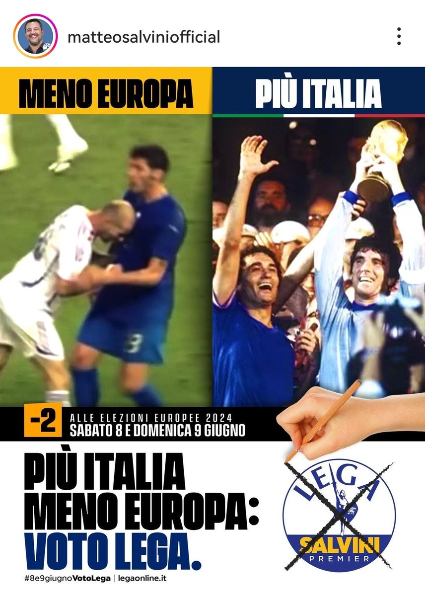 Yon_Yonson71's tweet photo. Ricordiamo che il tizio che ha postato questa immagine commentò la finale a sinistra su radio Padania facendo il tifo per la Francia. Poi si offendono se dici che chi lo vota è un coglione. https://t.co/J3aUaoI9wQ