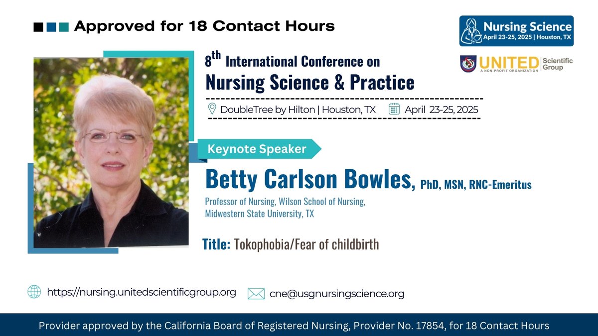 Join Us for an Inspiring Talk by Dr. Betty Carlson Bowles PhD, MSN, RNC-Emeritus!

🎤 Keynote Topic: “Tocophobia/Fear of Childbirth"

For more info: linkedin.com/posts/yashika-…