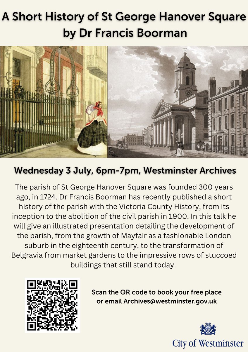 I'm doing a free talk on the parish of St George Hanover Sq <a href="/WCCLibraries/">Westminster Libraries and Archives</a> on 3 July at 6pm. Based on my recent book published with <a href="/VCH_London/">Victoria County History</a> and <a href="/UoLPress/">University of London Press</a> Books will be on sale at a special discount. Sign up and come along! stgeorgehanoversquare.eventbrite.co.uk
