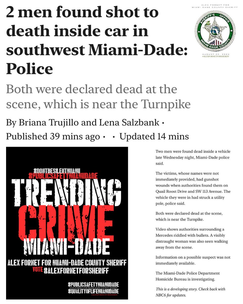 SheriffMDSO's tweet photo. #CRIMESMIAMI #ANOTHERSHOOTING #ANOTHERDEAD #MOREDEADINMIAMI #RISINGVIOLENCE #NOCONSEQUENCES #ZEROTOLERANCEMIAMI https://t.co/SRmgL70bjm #MIAMI #MIAMIDADE #MIAMIDADECOUNTY #CRIME #MIAMIDADESHERIFF #MIAMIDADESHERIFF2024 #MIAMIDADECOUNTYSHERIFF #ALEXFORNETFORSHERIFF #SHERIFFMIAMI https://t.co/r0cIekAkfs