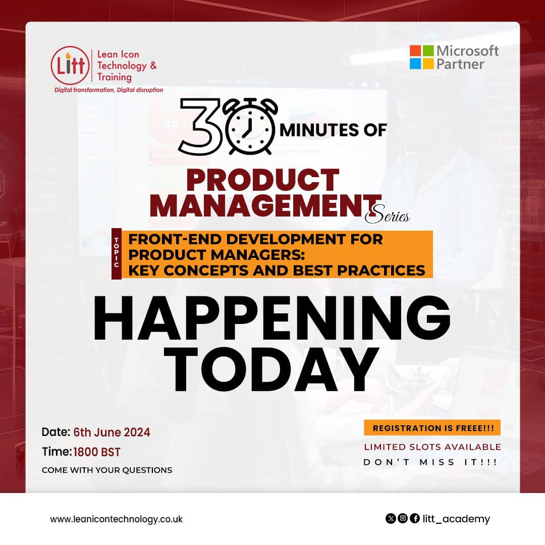_PMCG's tweet photo. Join us today at 5:00pm for 30 minutes of product management with Christian Amoakohene! Topic: Front-End Development for Product Managers: Key Concepts and Best Practices . 

Don’t miss out!
Register with the link below.

https://t.co/z5E7zAPt1L
# ProductManagement #TechSeries https://t.co/Ahux7jcVrp