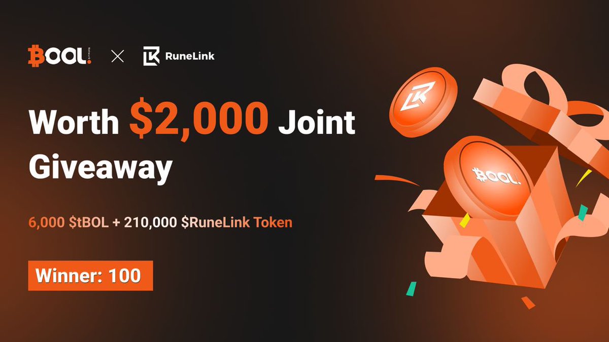 * 🎉 Big Announcement! 🎉

We're delighted to unveil a special partnership giveaway event with @Runelink_org ! Join us as we celebrate our collaboration with this incredible event! <a href="/TaskOnCampaigns/">TaskOn Campaigns🤳</a>

Check out the event here👉 taskon.xyz/campaign/detai…

🎁 Prize Pool: 6,000 $tBOL +