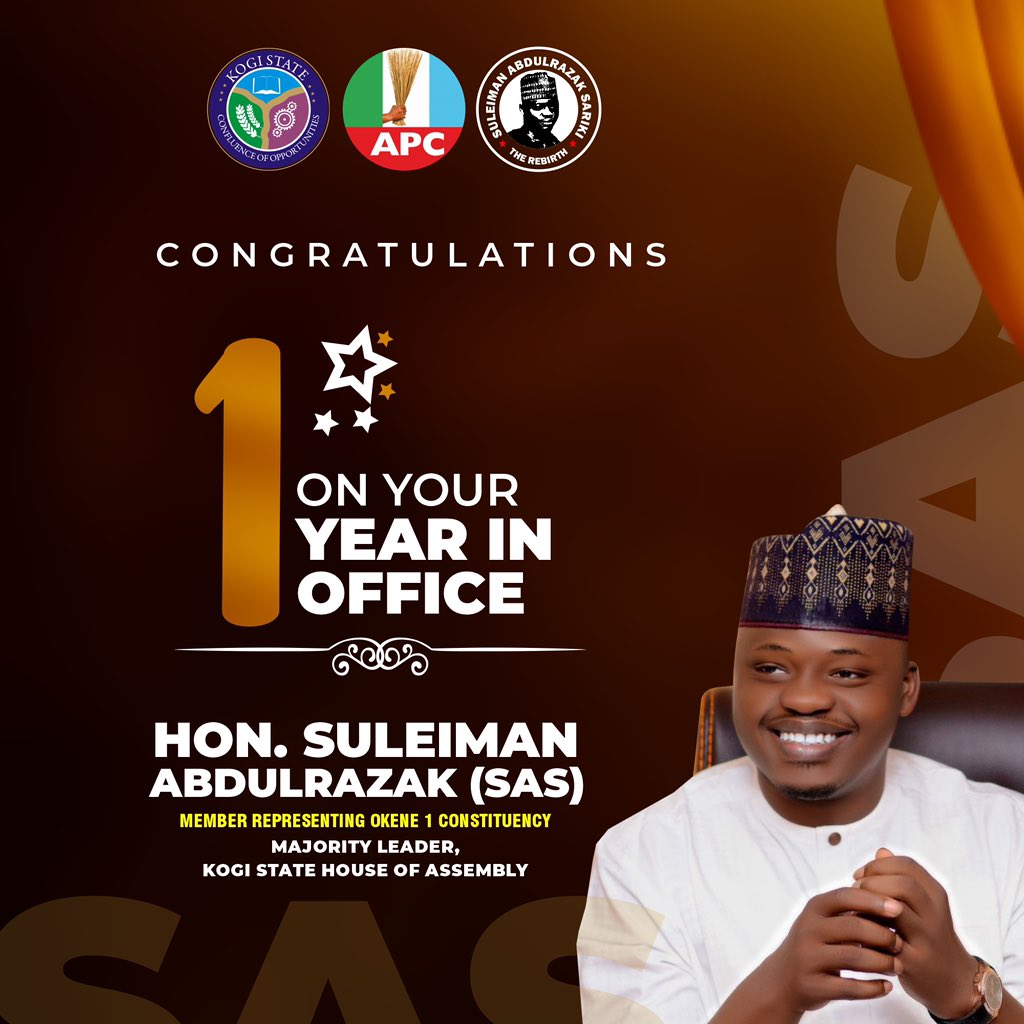 amotoofkogi's tweet photo. Na like this Hon. @SASOkene dey run am for Kogi.

Don’t play!🤌🏾

Congratulations on your one year anniversary in office my Man! https://t.co/2tF0h1WFuO