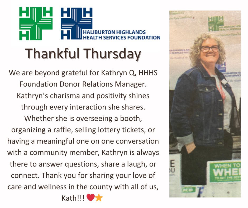 Happy #ThankfulThursday!

How lucky are we to have Kathryn Quick in our corner? What a star!

Thanks for all that you do for our community, Kath!!!!!! ❤️

Haliburton Highlands Health Services Foundation