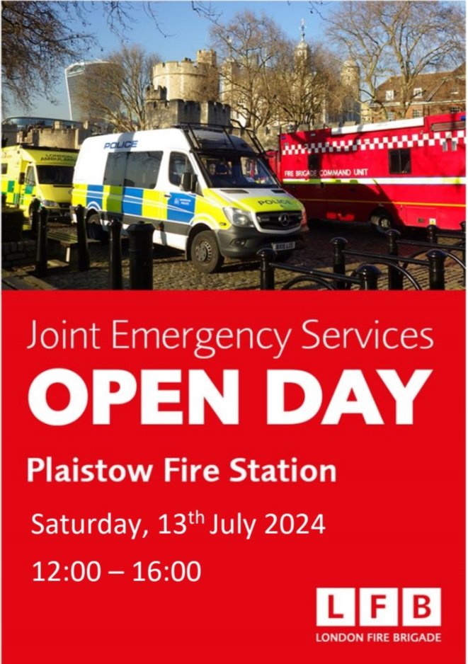 We are teaming up with <a href="/MPSNewham/">Newham MPS | North East BCU</a>  at #Plaistow Fire Station for a joint emergency service open day. 13th July 12:00 to 16:00. Please come along and meet your local LFB Firefighters and MPS Newham Police Officers.