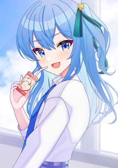 #このタグを見た人は黙って飲み物を持ったキャラを貼るすいちゃんといえばりんごジュース 