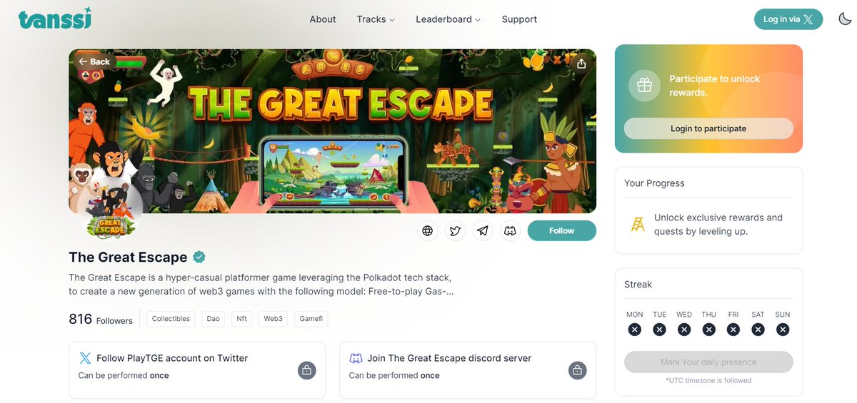 Let's forkin' dance with <a href="/TanssiNetwork/">Tanssi</a> ! 🪩🦧

Join the Great Escape's quests to climb up the #Tanssians leaderboard.

We already have over 800 followers on the #LFD campaign board! Wen 1K? 🤩