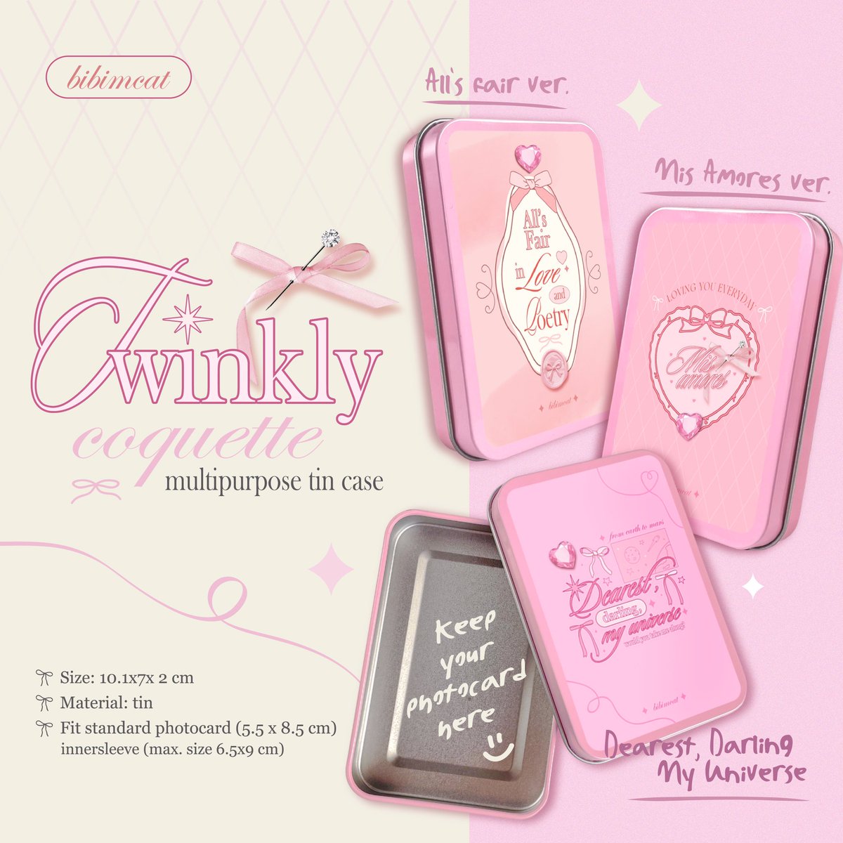 𐙚˙⋆.˚ ᡣ𐭩 [NEW] on 6.6
Twinkly coquette multipurpose tin case

Small yet can keep your photocards💖 Available in not just 1 but 3 designs
• Size: 10.1x7.2cm

Ready stock on Shopee now link:
🎀 shopee.co.id/product/483868…
