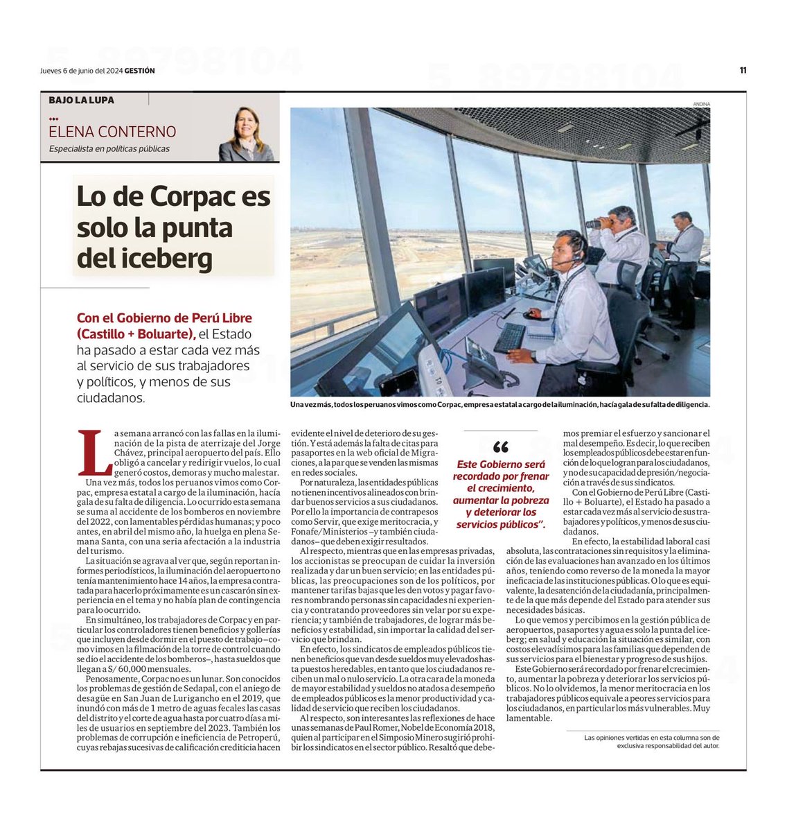 Verónica Zavala (@veronicazavalal) on Twitter photo Más claro imposible. Improvisar en lo público para beneficiarase políticamente es el legado de este gobierno (Castillo y Boluarte). Excelente artículo de <a href="/econterno/">Elena Conterno</a> Más claro imposible. Improvisar en lo público para beneficiarase políticamente es el legado de este gobierno (Castillo y Boluarte). Excelente artículo de <a href="/econterno/">Elena Conterno</a>
