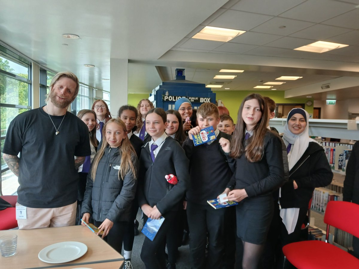 What a great session with <a href="/Jono_Lancaster/">Jono Lancaster</a> this lunchtime in the Library <a href="/HolyRoodRCHigh/">Holy Rood RC HS</a>. The pupils loved meeting a real live author and he took time to sign jotters, free books, anything! And thanks Jono for showing us what is really important in life. You're a legend.