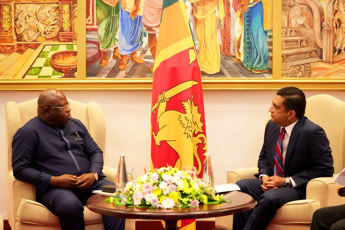 abu_bkarim's tweet photo. Today in Colombo, I paid courtesy calls on the Minister of Foreign Affairs of Sri Lanka. We discussed issues bordering on bilateral and multilateral cooperation and he looks forward to working with his counterpart in SL, Hon. Timothy Musa Kabba https://t.co/b8UKMbPBd7