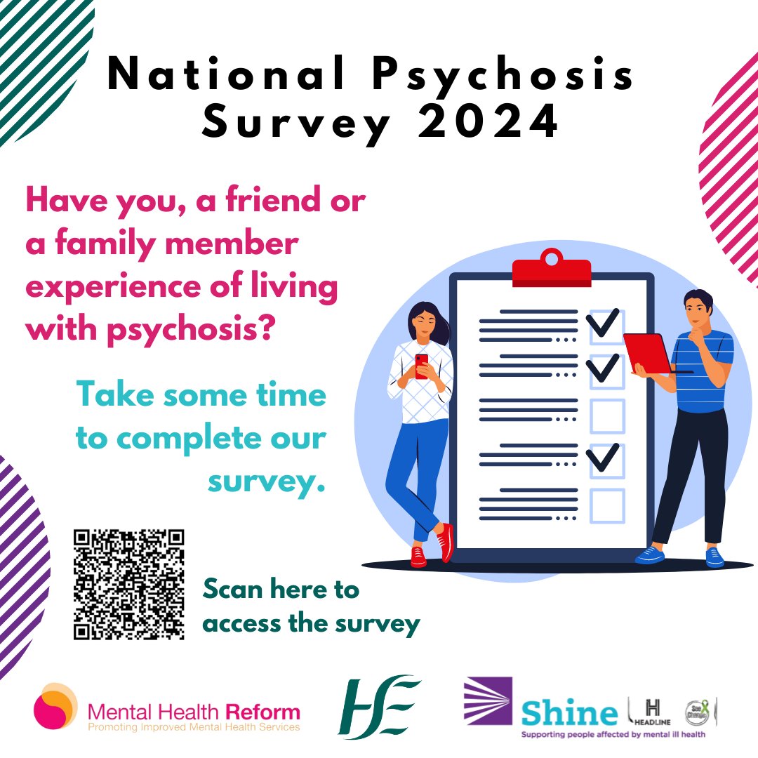 Shine (@shineonlineie) on Twitter photo Have you, a friend or family member experience of living with psychosis?
Together with <a href="/MHReform/">Mental Health Reform</a>, we aim to amplify the voices of those affected by psychosis so that there can be better specialised support & increased funding.
Find the survey here 👇
ow.ly/O25R50RRxI6 Have you, a friend or family member experience of living with psychosis?
Together with <a href="/MHReform/">Mental Health Reform</a>, we aim to amplify the voices of those affected by psychosis so that there can be better specialised support & increased funding.
Find the survey here 👇
ow.ly/O25R50RRxI6
