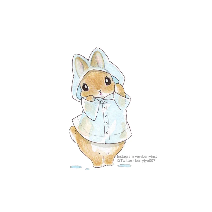┈┈┈┈┈┈┈┈┈┈┈┈┈┈┈┈┈┈ 毎日うさぎさんイラスト投稿1590日目 ┈┈┈┈┈┈┈┈┈┈┈┈┈┈┈┈┈┈ うさぎさんの雨の日コーデ 〜Collection 1〜  どうかなぁ〜?