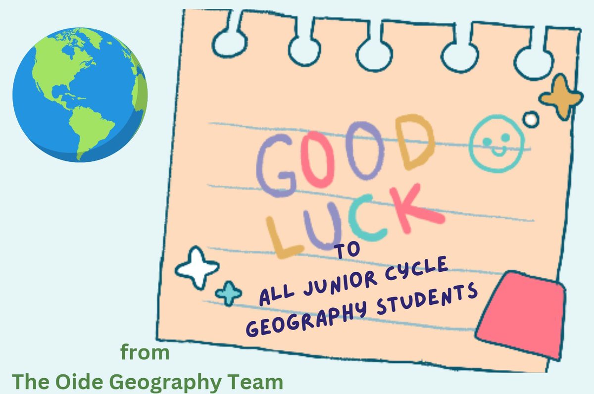 Best of luck to all students sitting their Junior Cycle Geography paper today. Go n-éirí libh!