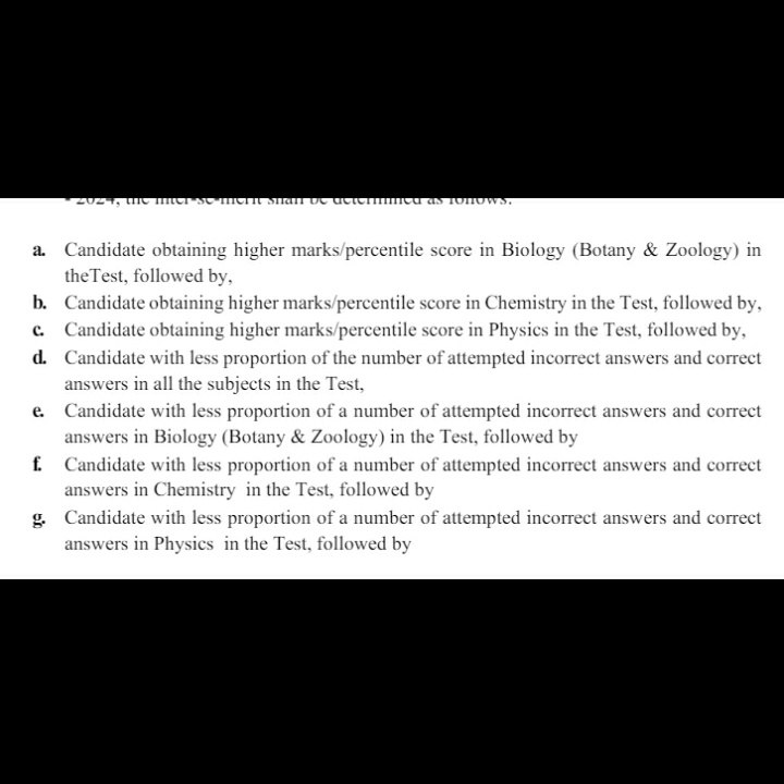 Vivekpandey21's tweet photo. Criteria no h. wasn't in Information Bulletin. They inserted this criteria after exam.

Rank determined by form submission timing: unfair ? Late form penalizing poor/rural candidates. ?

#NEET_परीक्षा_परिणाम #NEET #NEETfraud #Neet_paper_रद्द_करो https://t.co/WBGQ1lgcF6