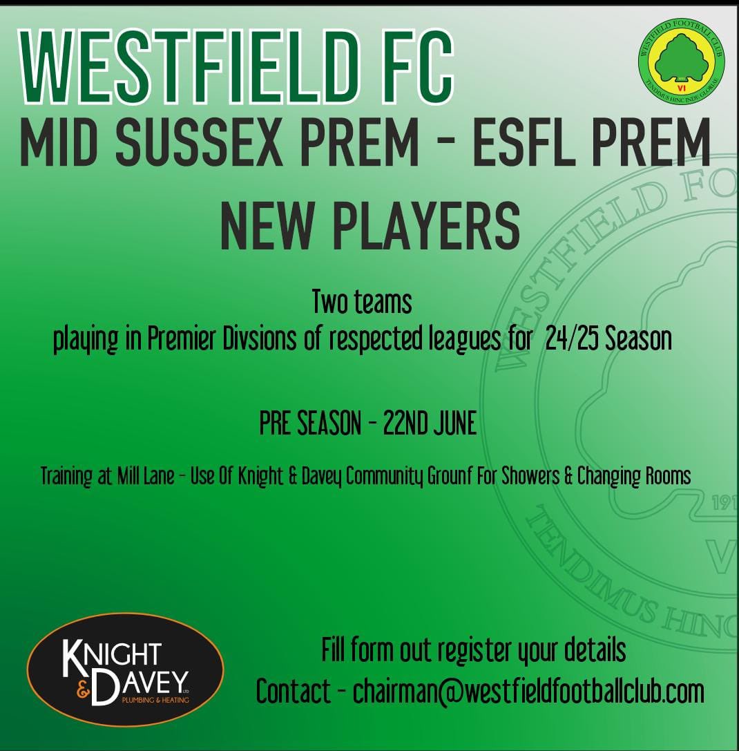 WestfieldFC9's tweet photo. 📢 Looking for a new club?, Change of scenery or wanting to get back into the game?

Westfield FC have 2 adult sides at there respective levels in the top divisions and are looking to recruit for the 24/25 season, with a brand new ground and ambitions to match this, there really is a buzz around the club. 

Pre season starts 22/06/24 

Anyone interested please fill out the form below

https://t.co/TvKB6h7TU1

#Westies