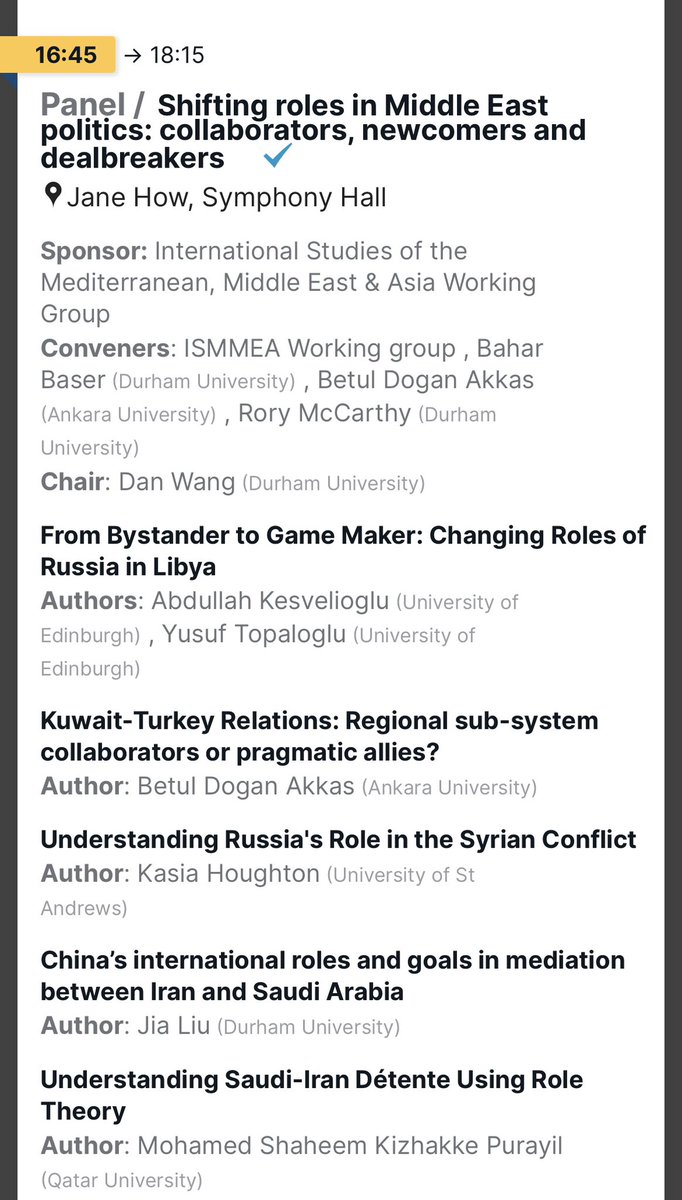 betuldoganakkas's tweet photo. Second day of #BISA2024 🙏 we will enjoy 3 days of IR theory with full of in depth case studies - I am glad that we brought more Gulf Studies to @MYBISA as @bisa_ismmea. We have a specific roundtable discussion on #Gulfstudies- it is always nice to see colleagues and friends🙏 https://t.co/bbBUvFTgLi