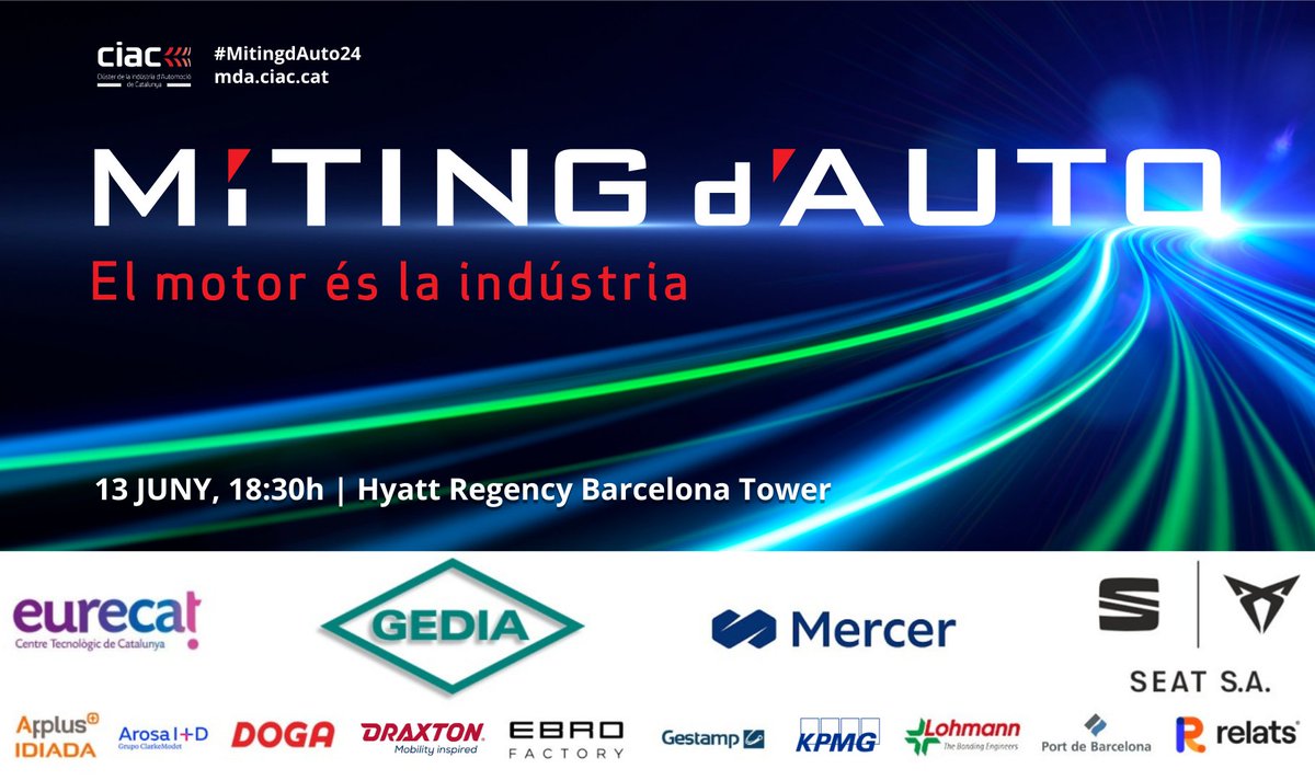 CIACnews's tweet photo. 🔥 4 DIES pel #MitingdAuto24!!
Entrades a 👉 https://t.co/fY94jCH9Qy
No us perdeu el nou format👀🙌 Us esperem!!
🗓️ 13 Juny, 18:30h
📍 Hyatt Regency Barcelona Tower https://t.co/0JSiP7UHBk