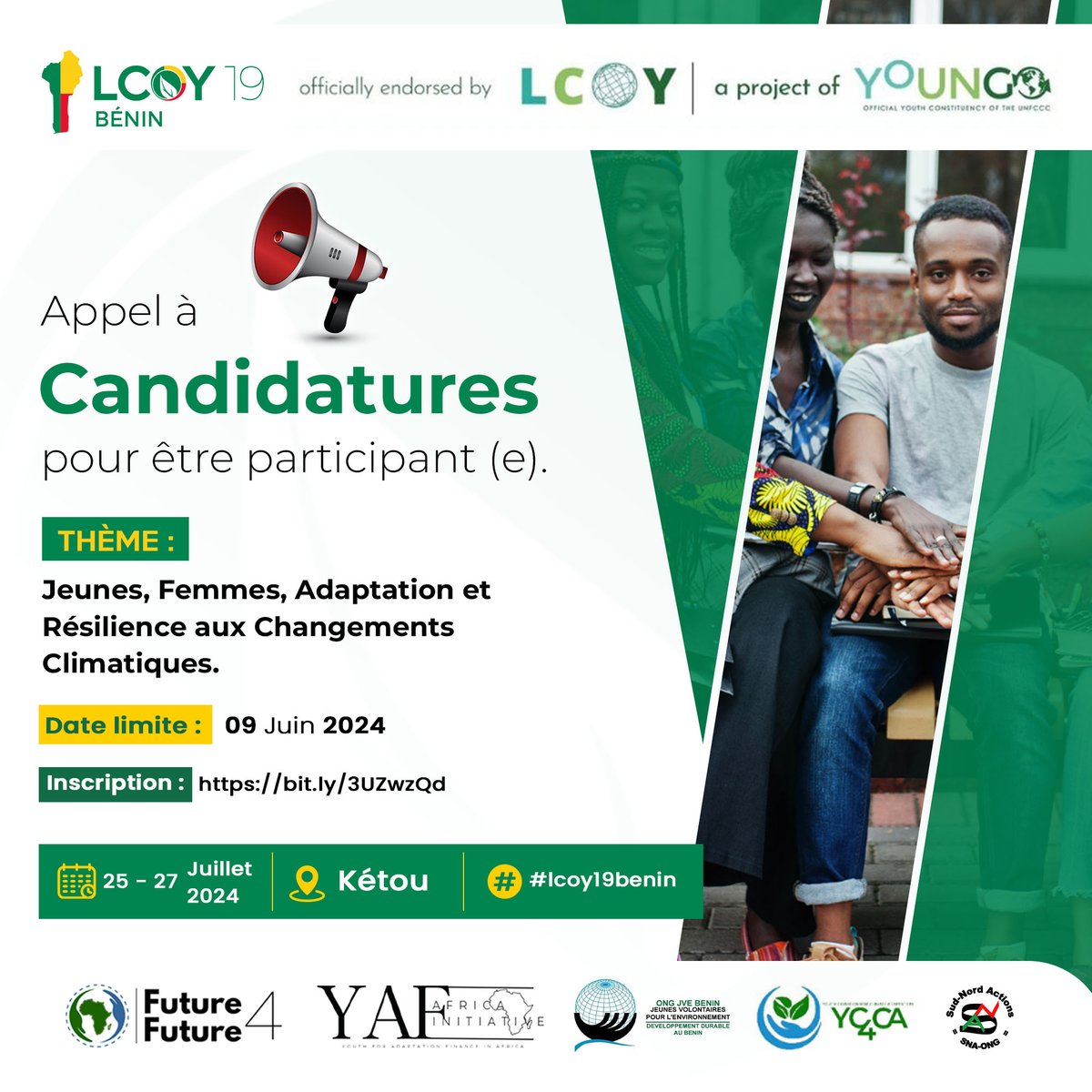 Toi 🫵. Oui, toi qui lit ce message !

As-tu déjà postulé à la #LCOY19Bénin qui va se dérouler du 25 au 27 juillet 2024 dans la ville historique de Kétou ?

Prends quelques minutes et remplis le lien avant le 09 juin 2024. 

 👇🏾 lcoybenin.futureforfuture.org/inscription/

#Pré_LCOY19Bénin #F4F #NPU