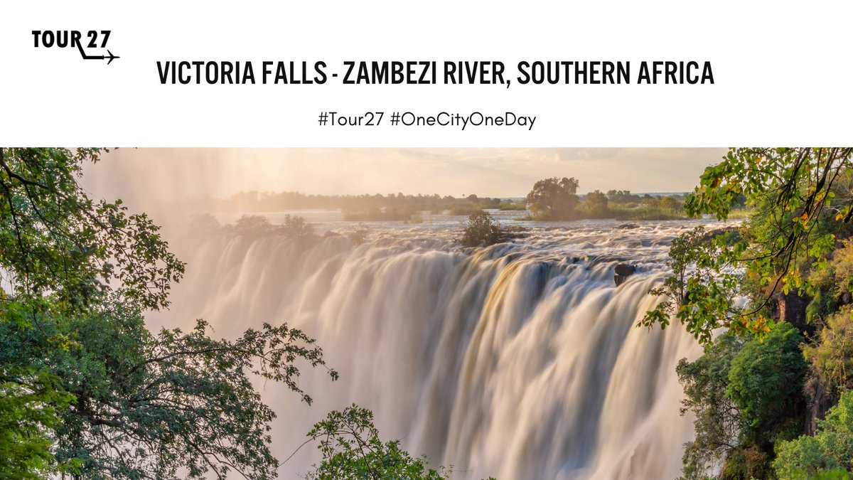 Tour27_'s tweet photo. 📍#VictoriaFalls - #ZambeziRiver #SouthernAfrica 🇿🇲🇿🇼 Victoria Falls is known locally as "Mosi-oa-Tunya" &amp; means "The Smoke that Thunders" in the indigenous Tonga language. The water can rise to heights of over 400 metres! #NaturalWonder #Tour27 #OneCityOneDay #UNESCO https://t.co/O5uJzDUR0f