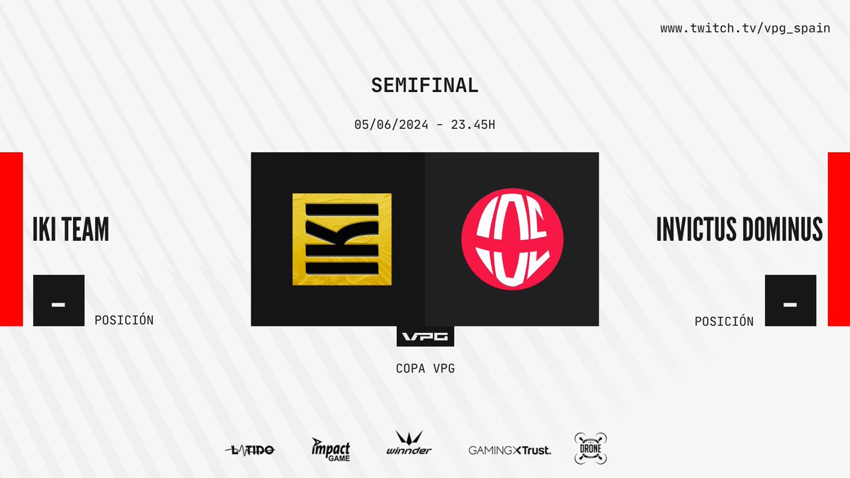 📌¡La Copa se planta en semifinales en un duelo entre uno de los favoritos y la gran sorpresa del torneo!

📲  <a href="/IKITeam/">IKI Team</a>  🆚  @IDEsportsGG 
 
🎙️ <a href="/LeonidasMadiba/">LeoMadiba</a> y <a href="/RoberEsp/">Roberto Adrián</a> 

🔗twitch.tv/vpg_spain

#SomosTuLiga <a href="/WINNDERcom/">WINNDER</a> <a href="/Trust_Spain/">GXTrust España</a> <a href="/impact_game/">i</a> <a href="/latidoshop/">Latido</a> <a href="/stockdrones/">Canarias-Stock.es</a>