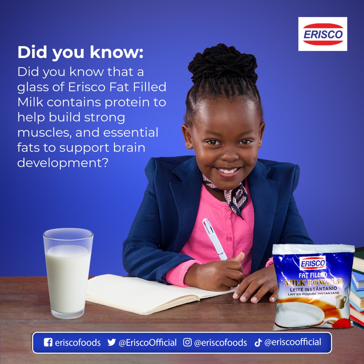 Nourish their potential! Erisco Fat-Filled Milk - the perfect blend of nutrition and deliciousness for happy, healthy kids! #Eriscofoods #ChildHealth #HealthyDrinks