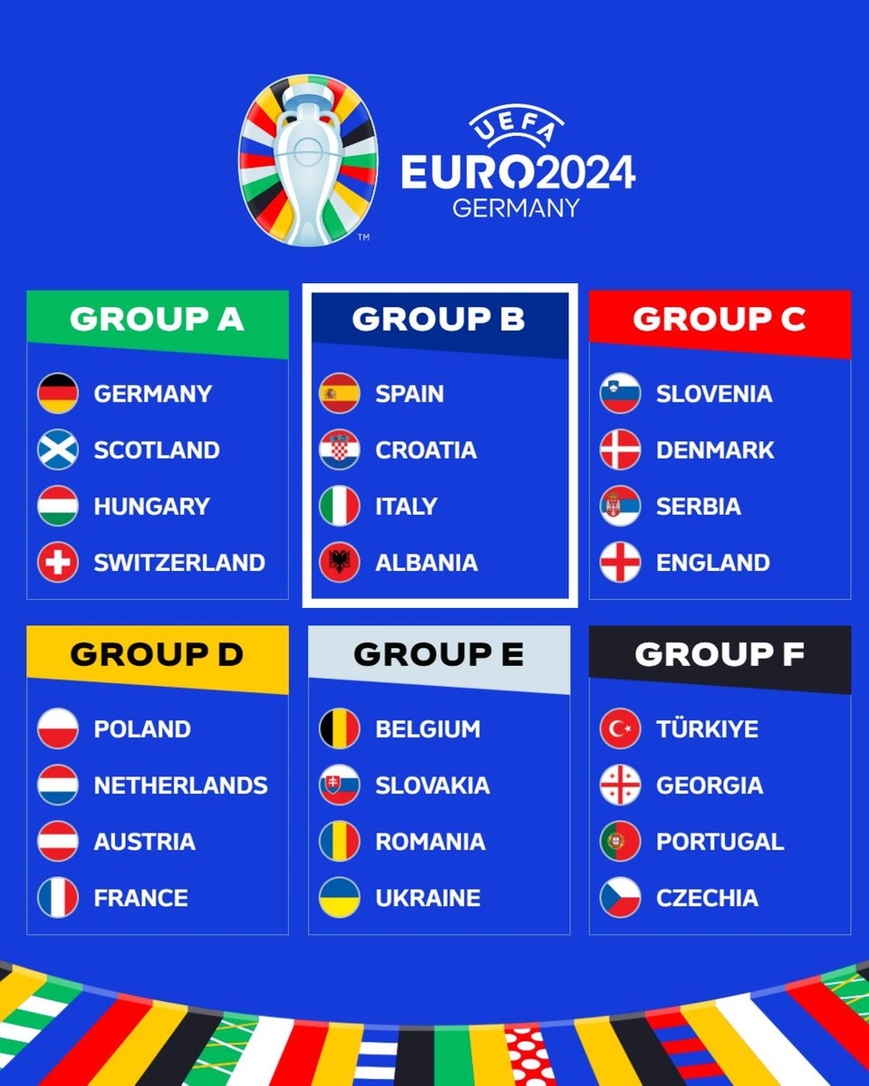 Continuing our Euros deep dive series with a closer look at Group B - the group of death 💀

Spain 🇪🇸
Croatia 🇭🇷
Italy 🇮🇹
Albania 🇦🇱