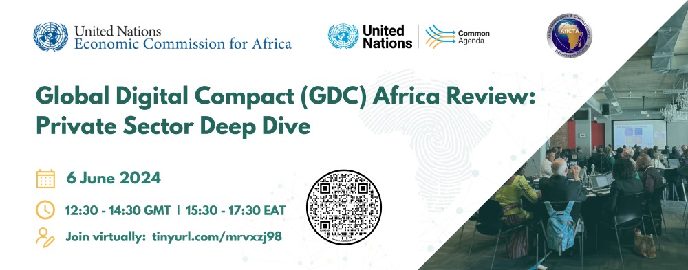 AfICTA's tweet photo. Happening today...
The United Nations Economic Commission for Africa - UNECA in partnership with AfICTA - Africa ICT Alliance* is organizing a consultative session with Businesses on the UN SG Global Digital Compact Zero Draft rev 1 in preparation for the Summit of the Future 1/3 https://t.co/VSNbYp3riK