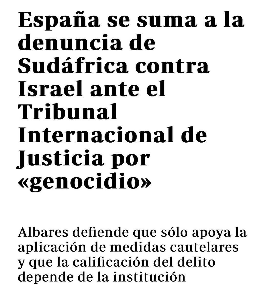 🔴🇵🇸 España se adhiere a la demanda de Sudáfrica contra Israel por genocidio.

Que nadie se equivoque, el PSOE da este paso solo gracias a la movilización en la calle y a la presión que @Sumar lleva haciendo dentro del gobierno desde hace meses.

Un paso más en la buena